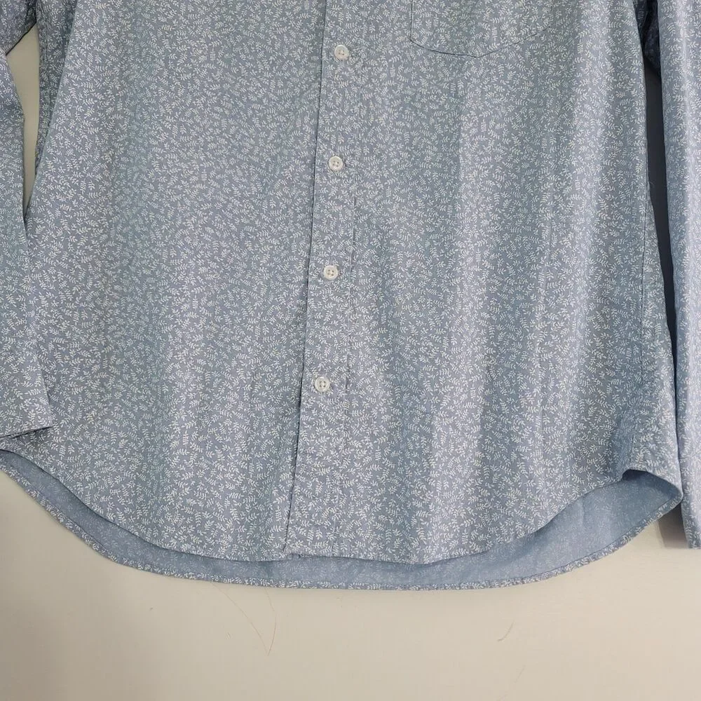 J.Crew Slim Untucked Button Down Shirt Mens Medium Blue Floral Print Cotton